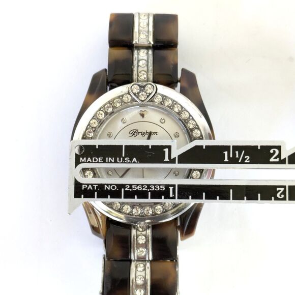 Brighton Dana Point Tortoiseshell Quartz Watch Swarovski Crystals New Battery - Picture 13 of 14